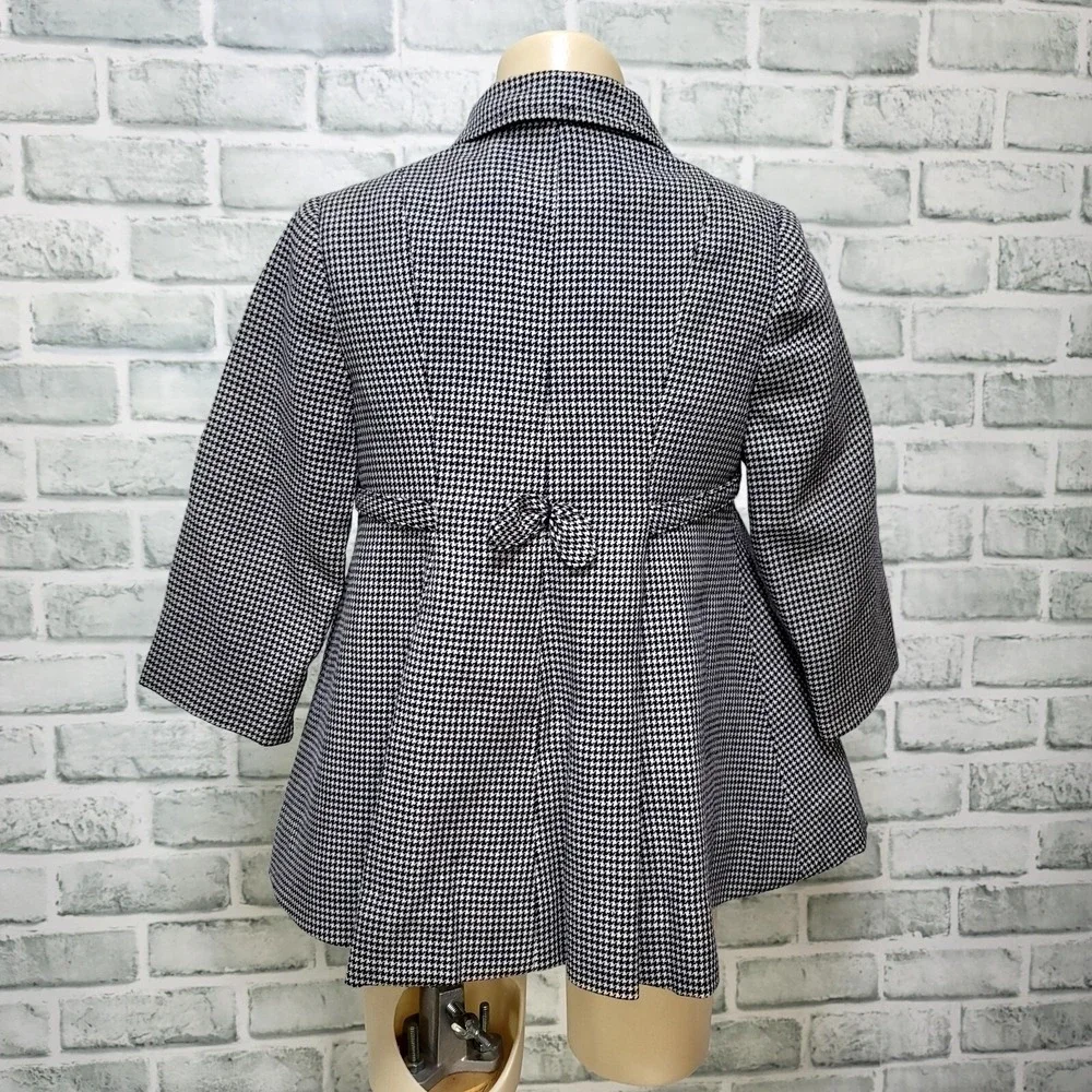 Vintage 60s Toddler Coat & Hat Set Size 3 Navy White Houndstooth‎ Bambury Mod